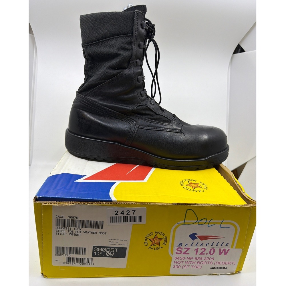 Belleville Combat Boots Mens 12W Black Good Steel Toe 300 TRP ST Vibram Tactical